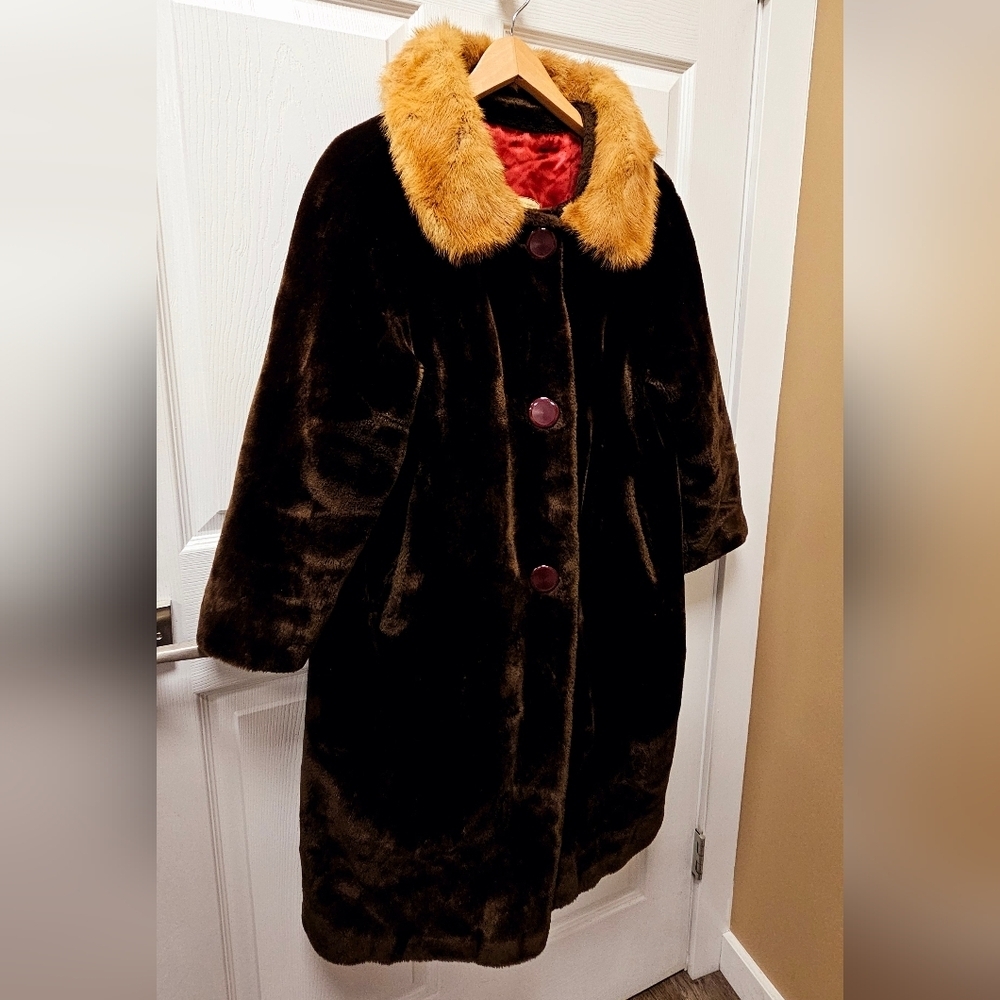 Vintage Sealene Cozy Faux Seal Fur Coat ,Made in Canada